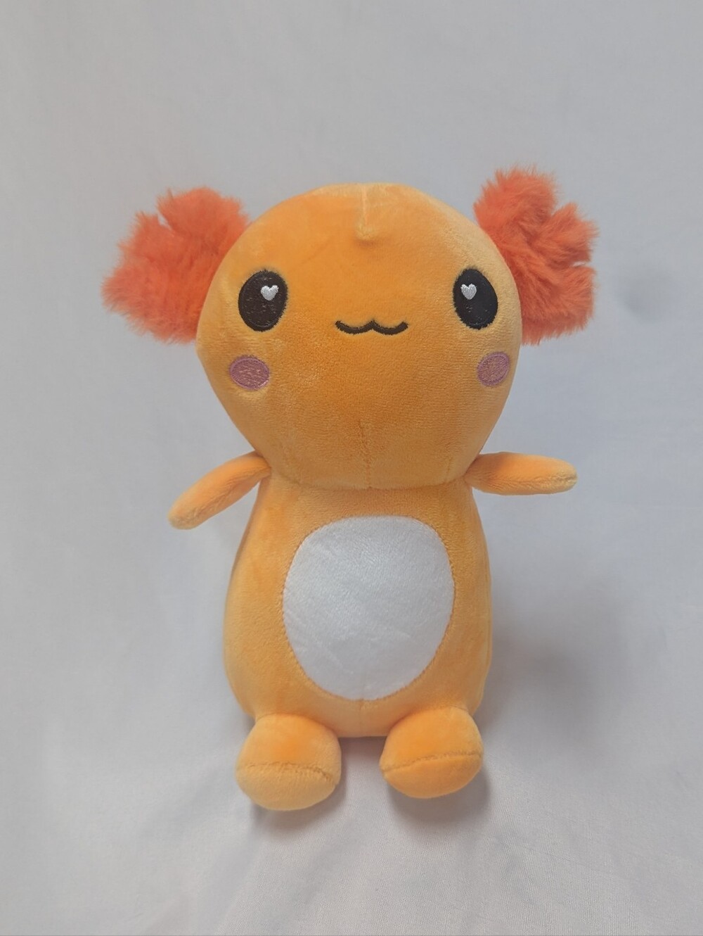 9" Plush Orange Axolotl Stuffed Animal Kawaii Embroidered Eyes